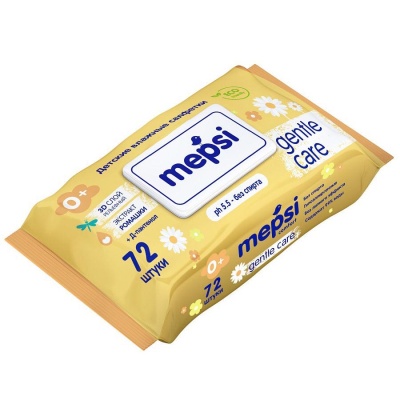 Влажные салфетки детские Gentle care ромашка 72шт Mepsi